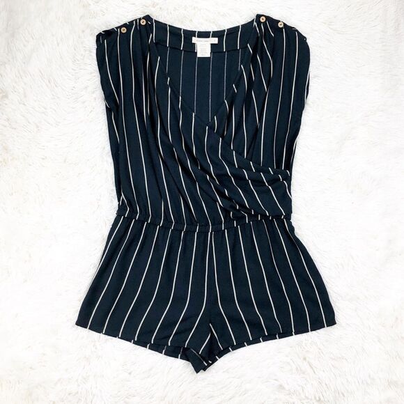 Silence + Noise Black Striped Sleeveless Romper Small - Picture 1 of 6